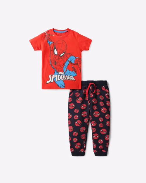 Spiderman Print T-shirt with Joggers