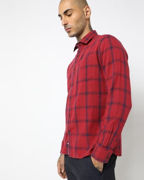 Men Checked Slim Fit Shirt