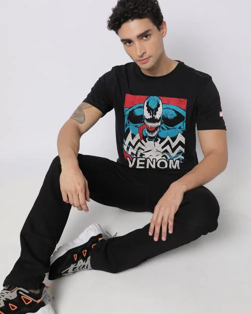 Spider-Man Print Slim Fit Crew-Neck T-shirt