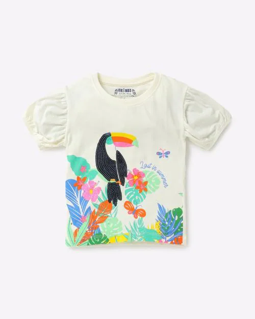 Tropical Print Crew-Neck T-shirt