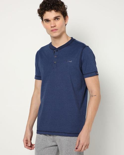 Regular Fit Core Micro Feeder Heathered Henley T-Shirt