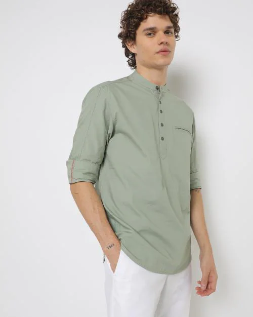 Buy Slim Fit Shirt with Mandarin Collar Online at Best Prices in India