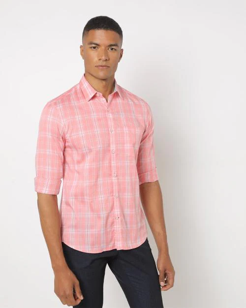 Men Checked Slim Fit Shirt