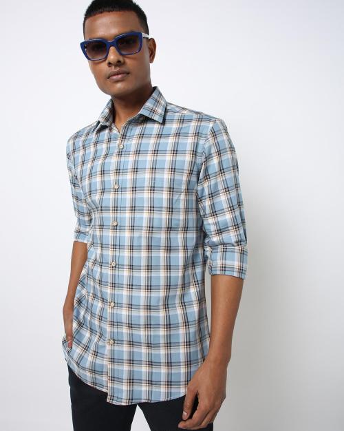 Men Checked Slim Fit Shirt