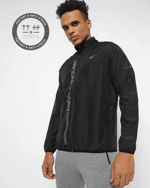 Placement Print Zip-Front Jacket