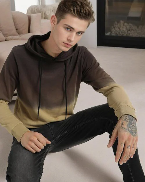 Ombre-Dyed Slim Fit Hoodie