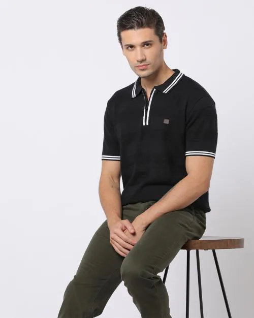 Striped Slim Fit Polo T-Shirt