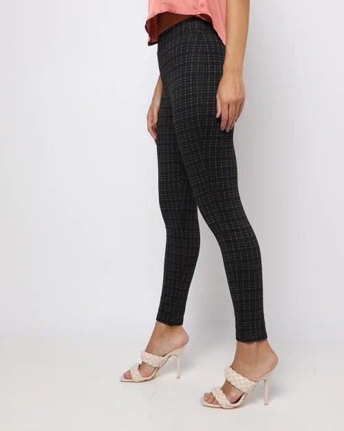 Checked High Rise Leggings