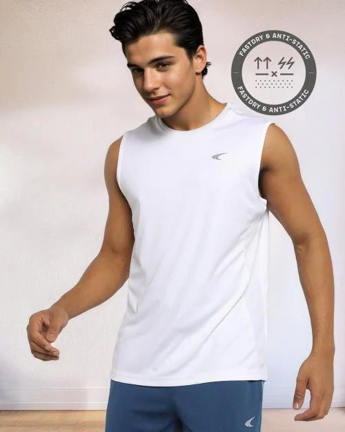 Regular Fit Round-Neck T-Shirt with Logo Print