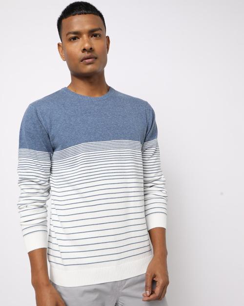 Striped Slim Fit Crew-Neck Pullover