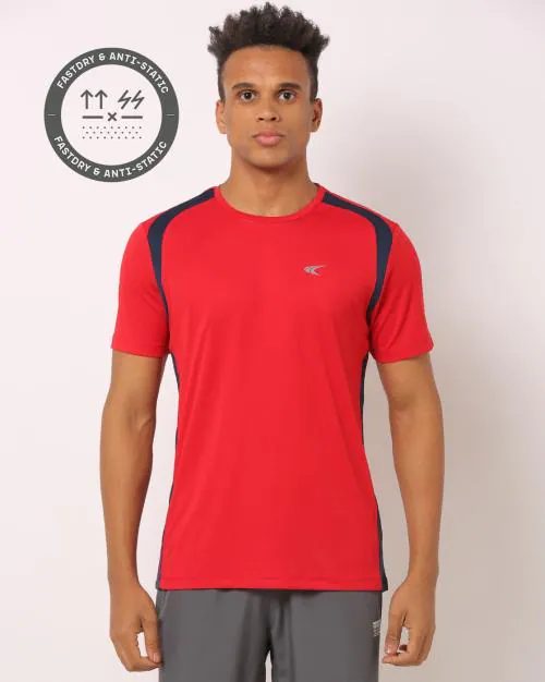 Regular Fit Crew-Neck T-Shirt with Contrast Stripe