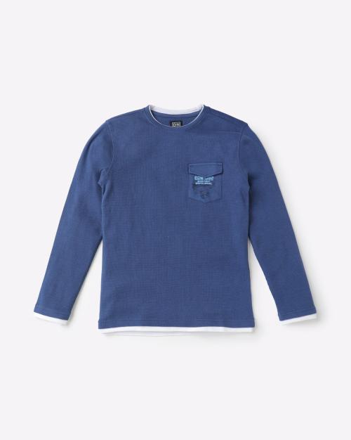 Crew-Neck T-shirt with Flap Pocket