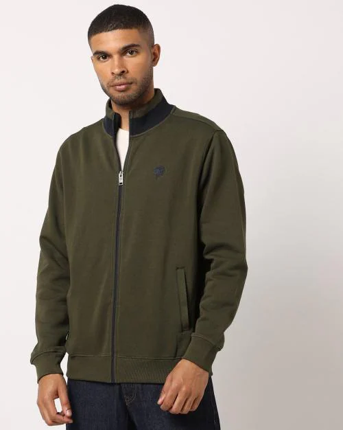 Slim Fit Zip-Front Sweatshirt