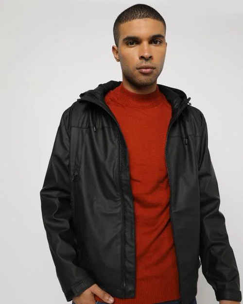 Slim Fit Bomber Jacket with Hood