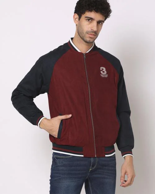 Colourblock Slim Fit Bomber Jacket