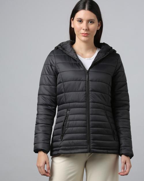 Women Quilted Puffer Hooded Jacket