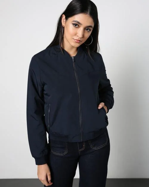 Women Zip-Front Bomber Jacket