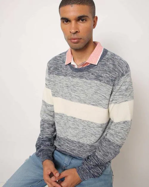 Colourblock Slim Fit Crew-Neck Sweater