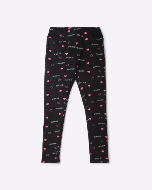 Girls Printed Track Pants with Pocket Inserts