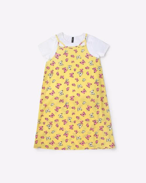 Printed A-line Dress with T-shirt