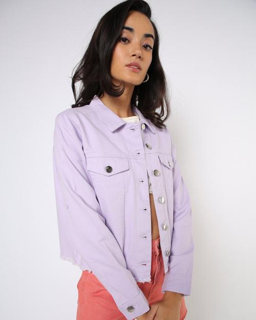 Jacket with Frayed Hemline