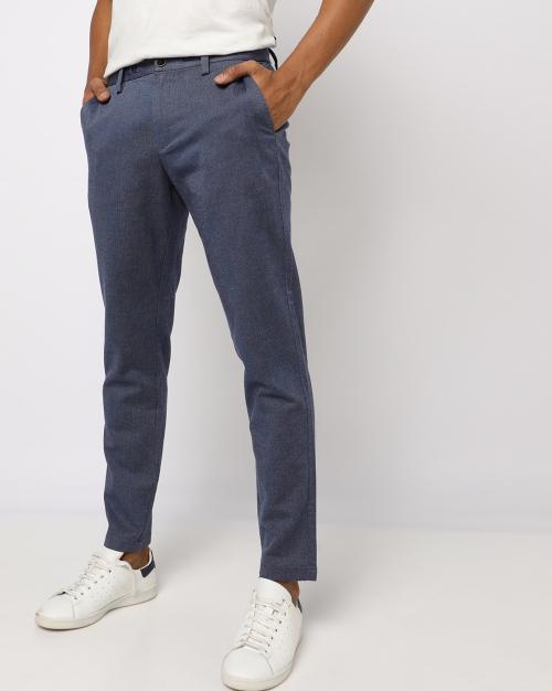 Textured Flat-Front Trousers