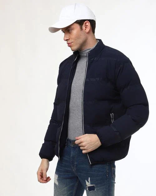 Zip-Front Puffer Jacket with Zipper Pockets