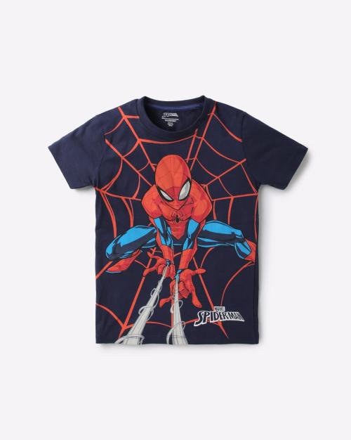 Buy Spiderman Print Round-Neck T-shirt Online at Best Prices in India - JioMart.