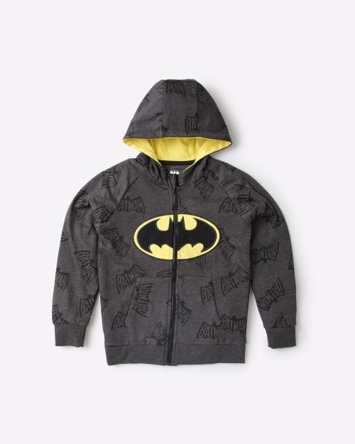 Batman Print Zip-Front Hoodie