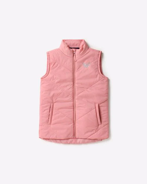 Quilted Zip-Front Gillet with Stone Work