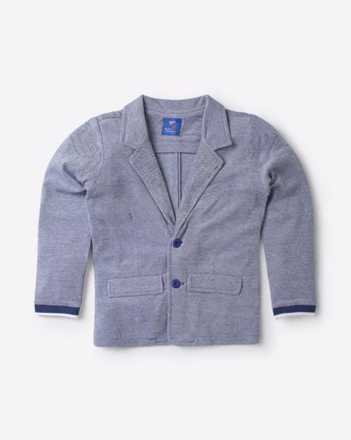 Single-Breasted Knitted Blazer with Flap Pockets