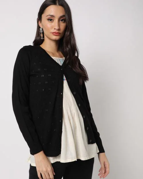 Button-Down V-neck Winter Cardigan