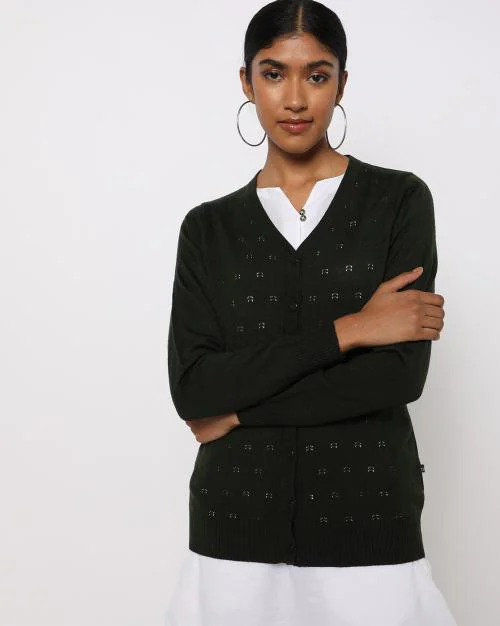 Button-Down V-neck Winter Cardigan