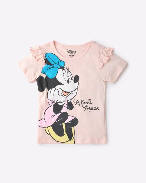 Minnie Mouse Print Round-Neck T-shirt
