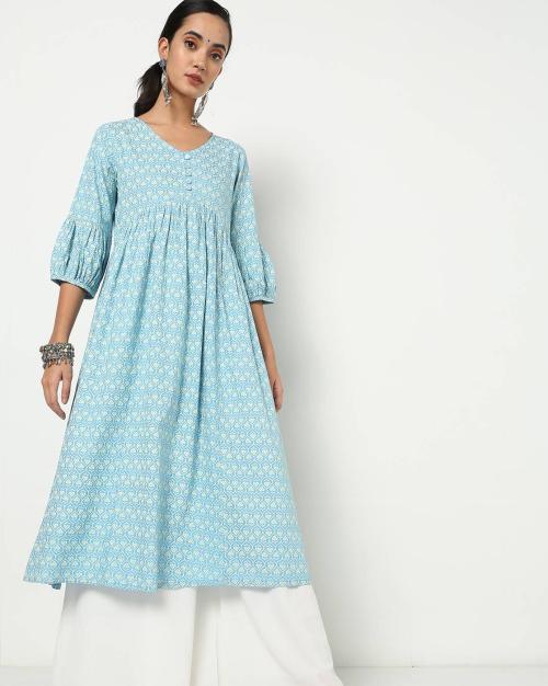 Floral Print Flared Kurta