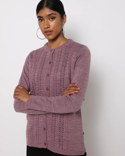 Embroidered Round-Neck Cardigans