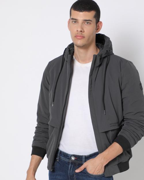 Slim Fit Zip-Front Hooded Jacket