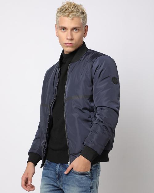 Slim Fit Bomber Jacket with Insert Pockets