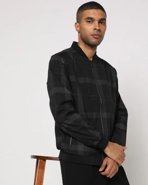 Checked Bomber Jacket