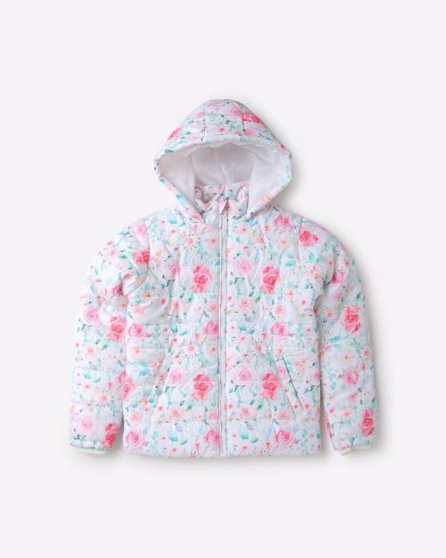 Floral Print Hooded Puffer Jacket
