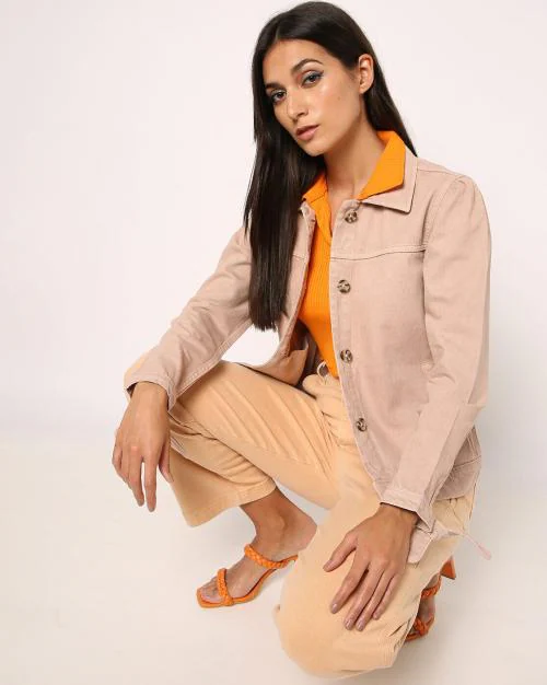 Trucker Jacket with Button Closure