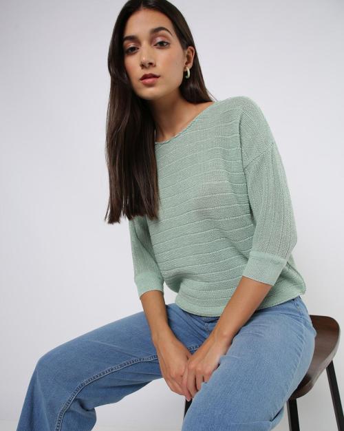 Striped Sweater with Back Tie-Up