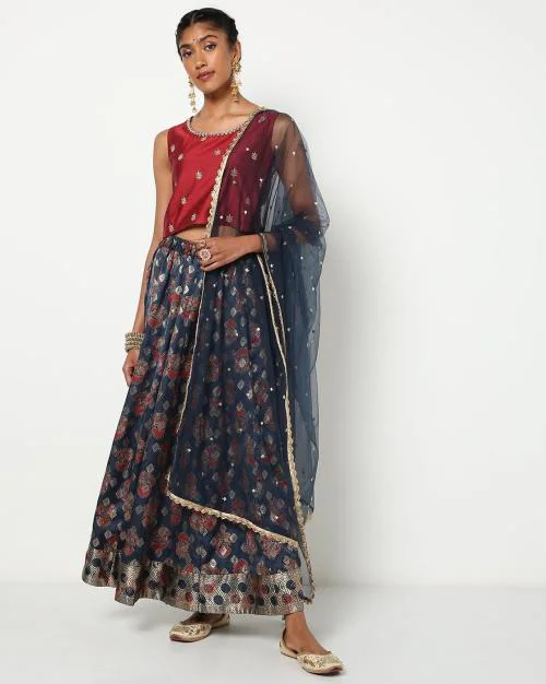 Embellished Lehenga Choli Set with Dupatta