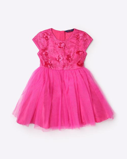 Buy Embroidered Fit & Flare Dress with Rosette Online at Best Prices in