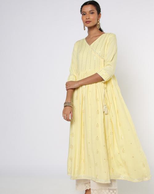 Mirror Embellished Angrakha Kurta