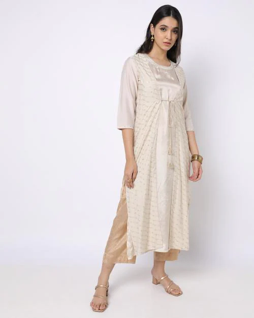 Straight Kurta with Shrug