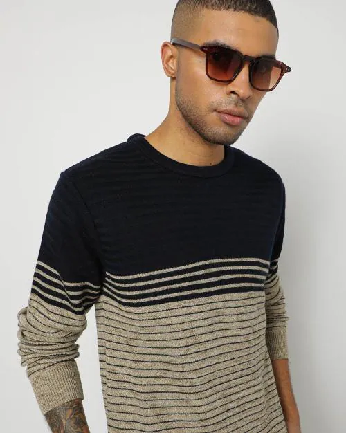 Striped Slim Fit Crew-Neck Sweater