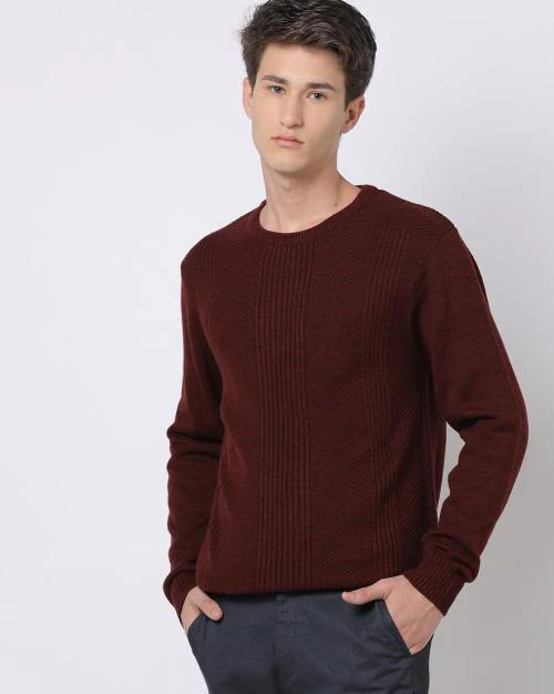 Ribbed Slim Fit Crew-Neck Pullover