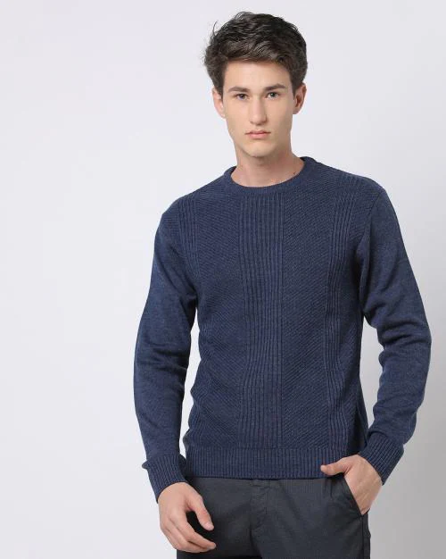 Ribbed Slim Fit Crew-Neck Pullover