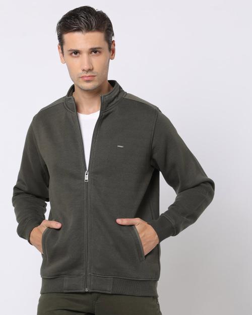 Slim Fit Zip-Front Sweatshirt
